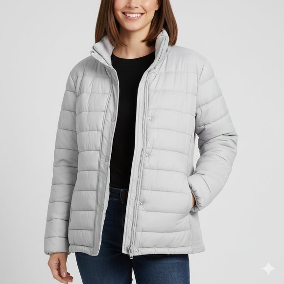 Time and Tru Soft Silver Puffer Jacket Women’s XL (16–18) - Picture 13 of 13